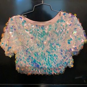 Sequined crop top pink